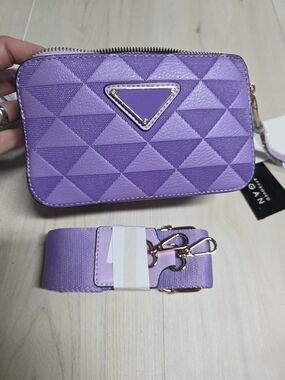 Purple Vegan Leather Crossbody Purse+Wallet with Detachable Strap
